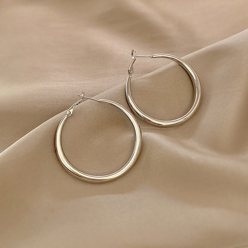 Simple Style Circle Alloy Plating Women's Hoop Earrings 1 Pair display picture 5