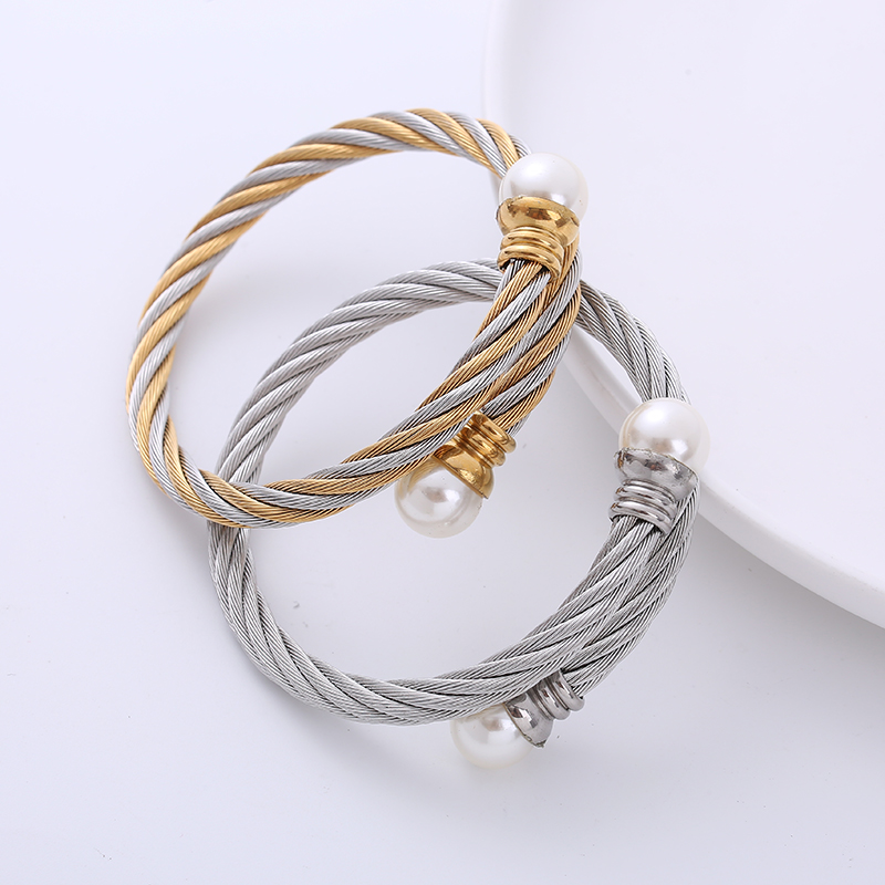 Hip-hop Bulb Stainless Steel Beads Bangle 1 Piece display picture 5