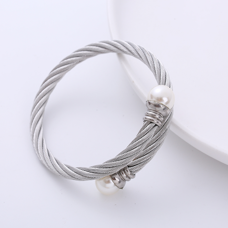 Hip-hop Bulb Stainless Steel Beads Bangle 1 Piece display picture 6