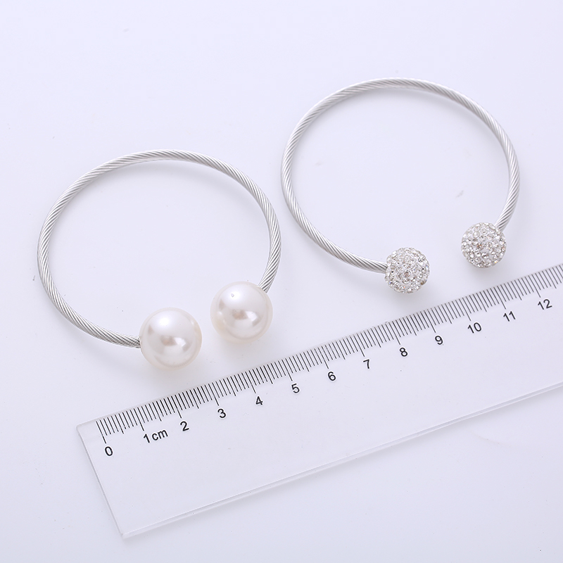 Mode Perle Rostfreier Stahl Künstliche Perlen Strasssteine Armreif 1 Stück display picture 4