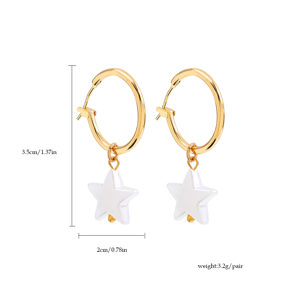 Moda Estrella Aleación Embutido Perlas Artificiales Mujeres Pendientes Colgantes 2 Piezas display picture 3