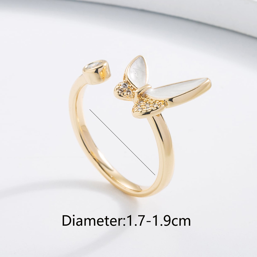 Fashion Butterfly Copper Gold Plated Zircon Open Ring display picture 4