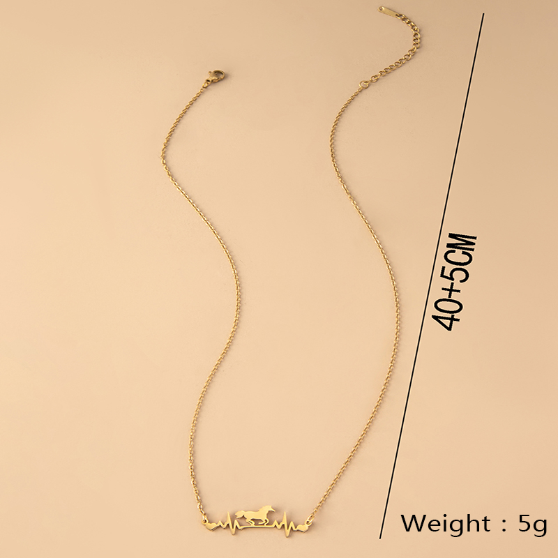 Simple Style Electrocardiogram Horse Stainless Steel Necklace 1 Piece display picture 1