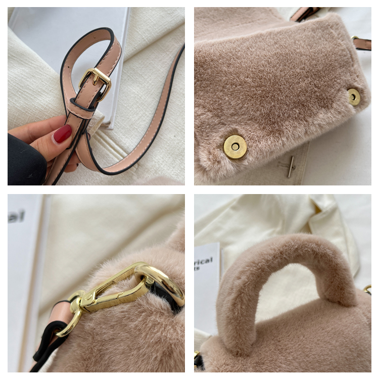 Women's Plush Solid Color Fashion Square Magnetic Buckle Crossbody Bag display picture 2