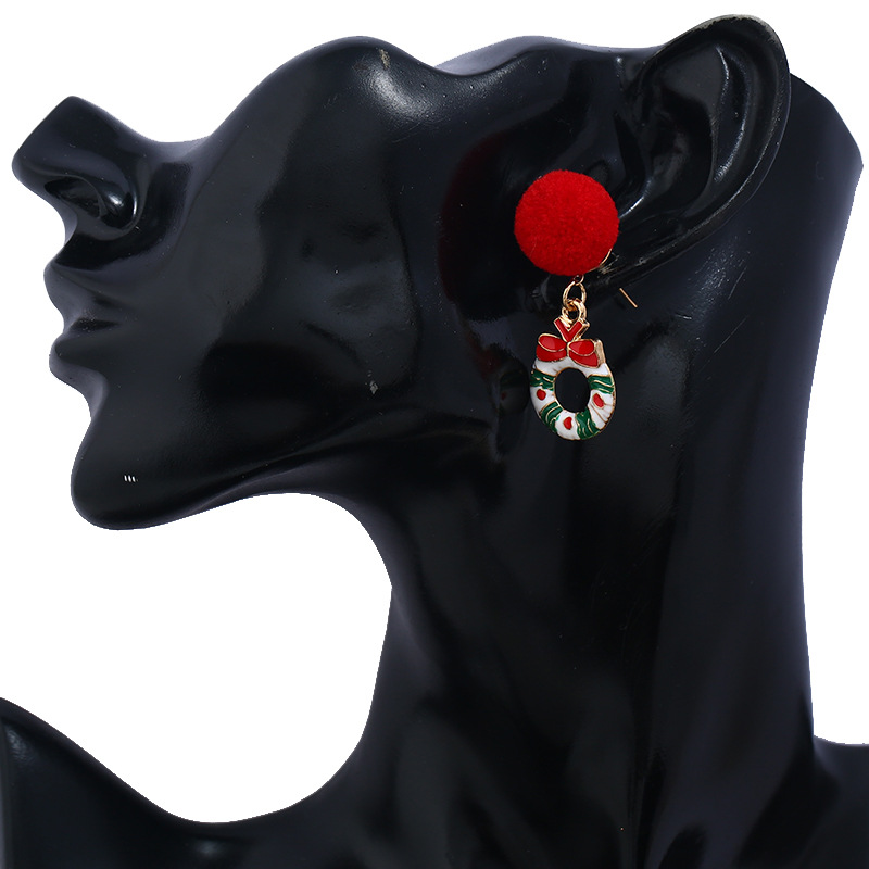 Fashion Christmas Tree Hairball Snowman Alloy Enamel Plating Zircon Women's Drop Earrings 1 Pair display picture 2