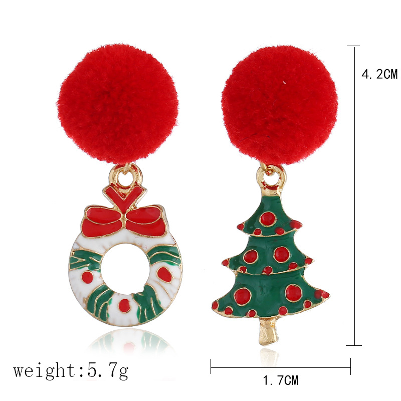 Fashion Christmas Tree Hairball Snowman Alloy Enamel Plating Zircon Women's Drop Earrings 1 Pair display picture 5