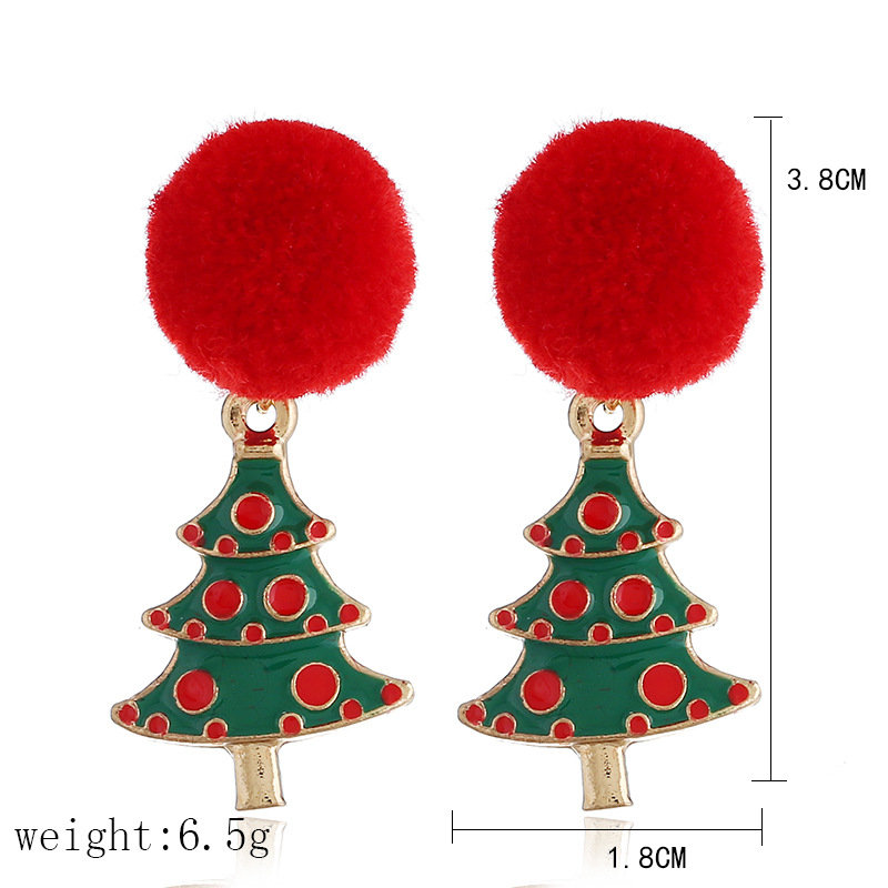 Fashion Christmas Tree Hairball Snowman Alloy Enamel Plating Zircon Women's Drop Earrings 1 Pair display picture 10