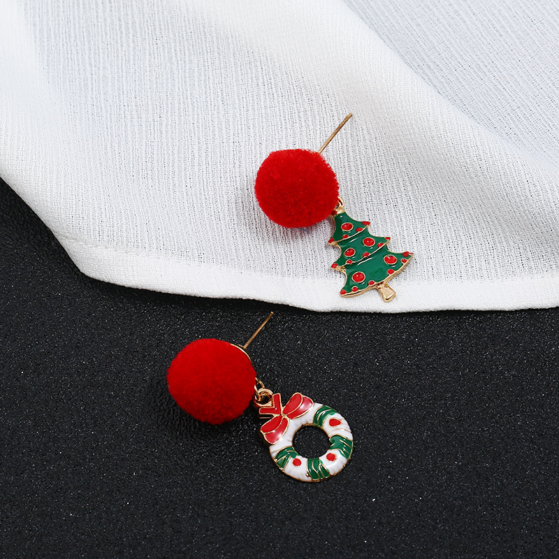 Fashion Christmas Tree Hairball Snowman Alloy Enamel Plating Zircon Women's Drop Earrings 1 Pair display picture 11