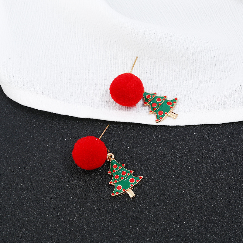 Fashion Christmas Tree Hairball Snowman Alloy Enamel Plating Zircon Women's Drop Earrings 1 Pair display picture 12