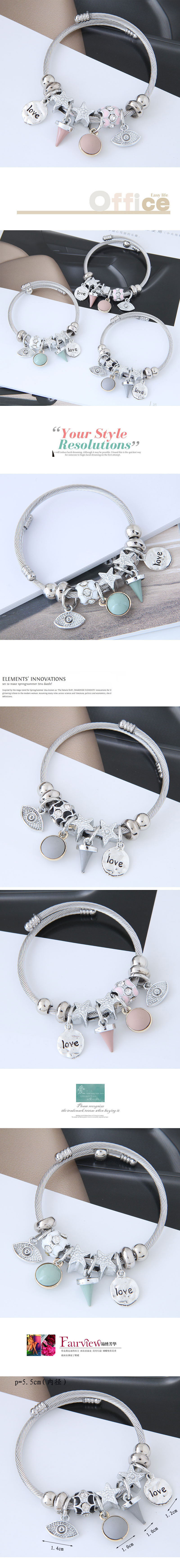 Fashion Round Letter Eye Alloy Steel Inlay Resin Women's Bangle 1 Piece display picture 1