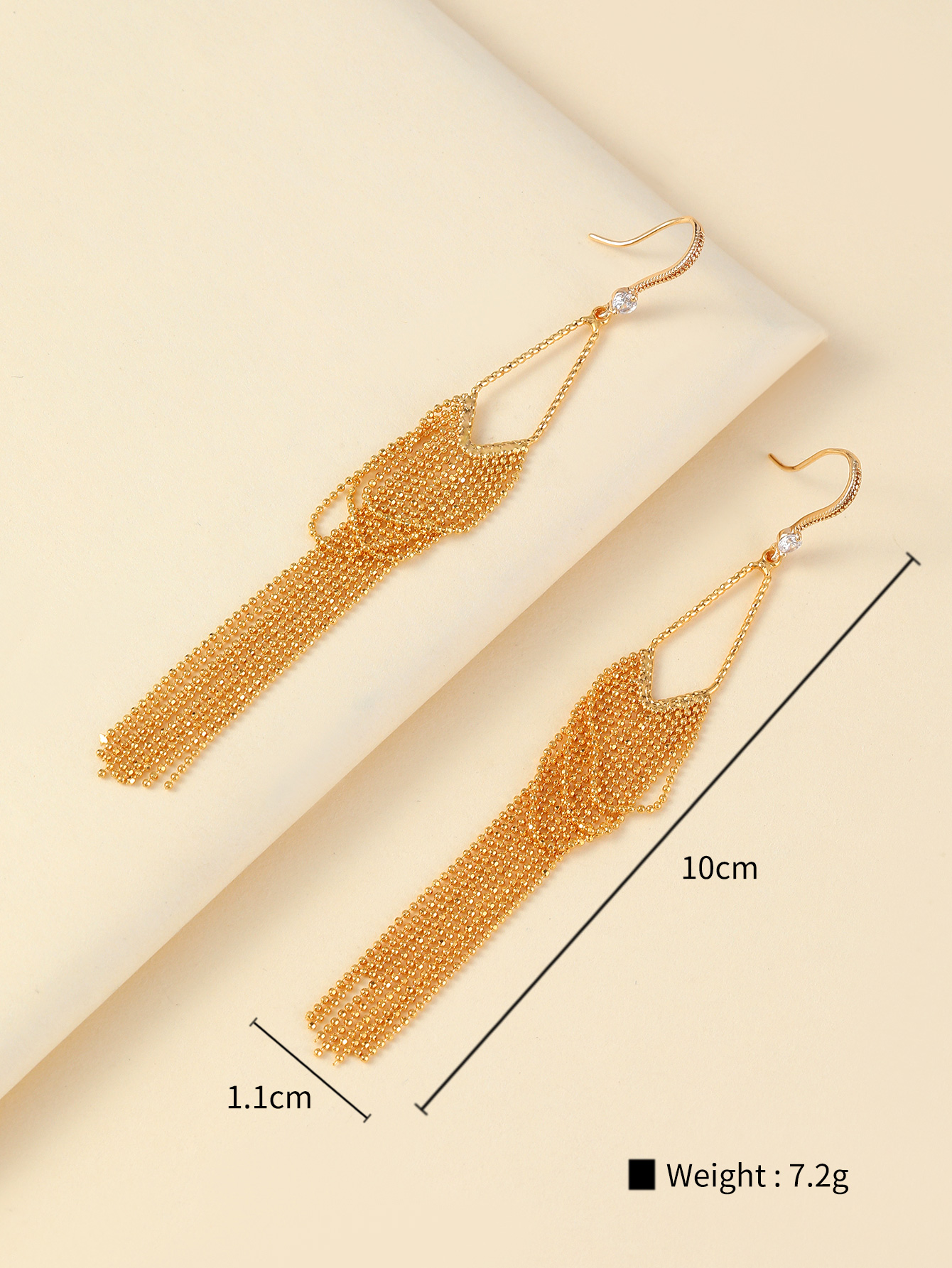 Simple Style Tassel Copper Plating Zircon Drop Earrings 1 Pair display picture 1