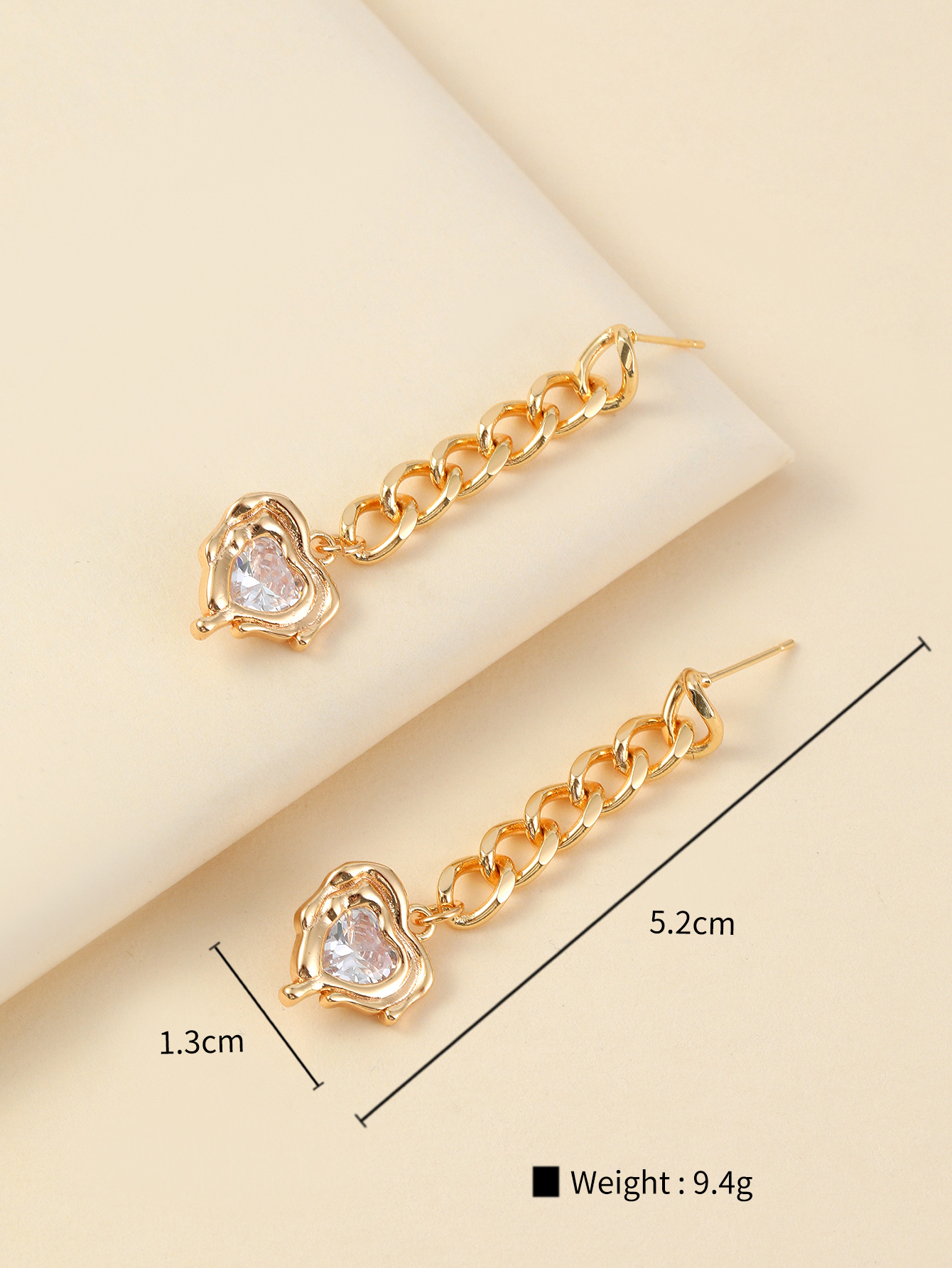 Fashion Heart Shape Copper Inlay Zircon Drop Earrings 1 Pair display picture 1