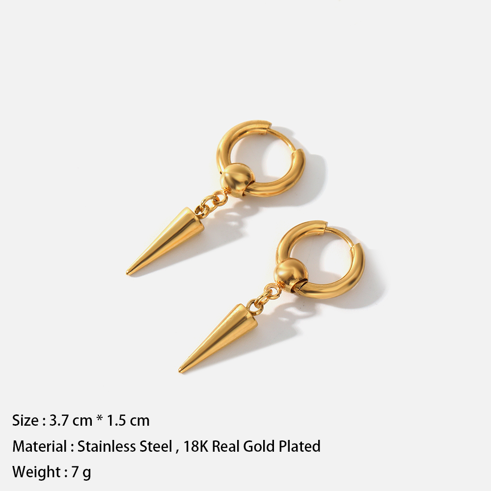 Fashion Solid Color Stainless Steel Gold Plated Drop Earrings 1 Pair display picture 1