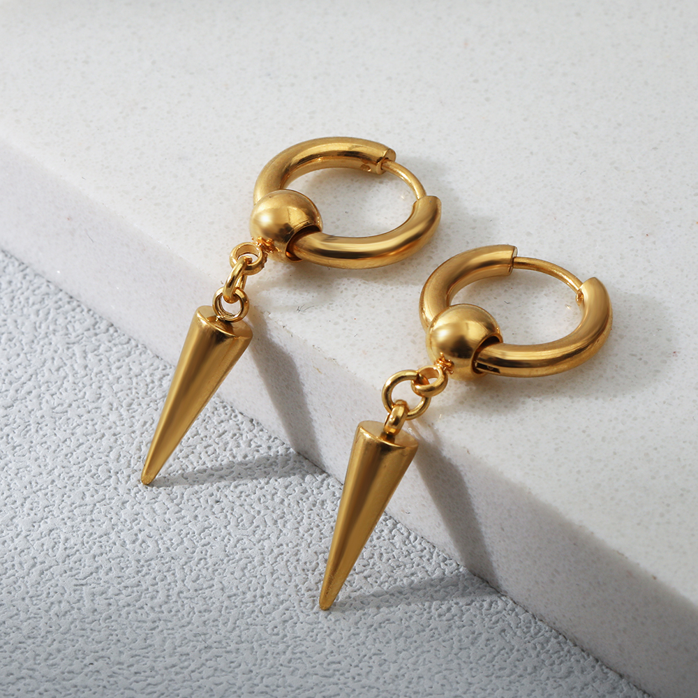 Fashion Solid Color Stainless Steel Gold Plated Drop Earrings 1 Pair display picture 3