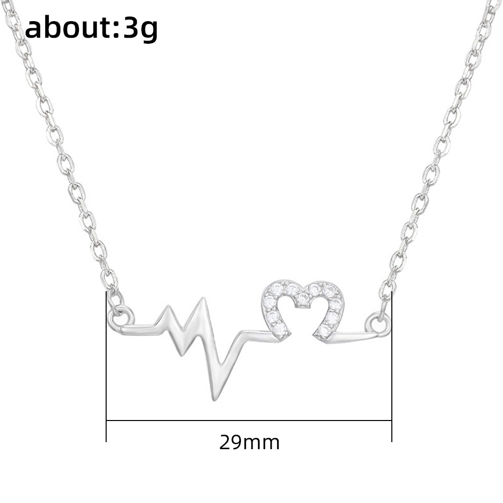 Fashion Electrocardiogram Copper Plating Artificial Diamond Pendant Necklace 1 Piece display picture 1