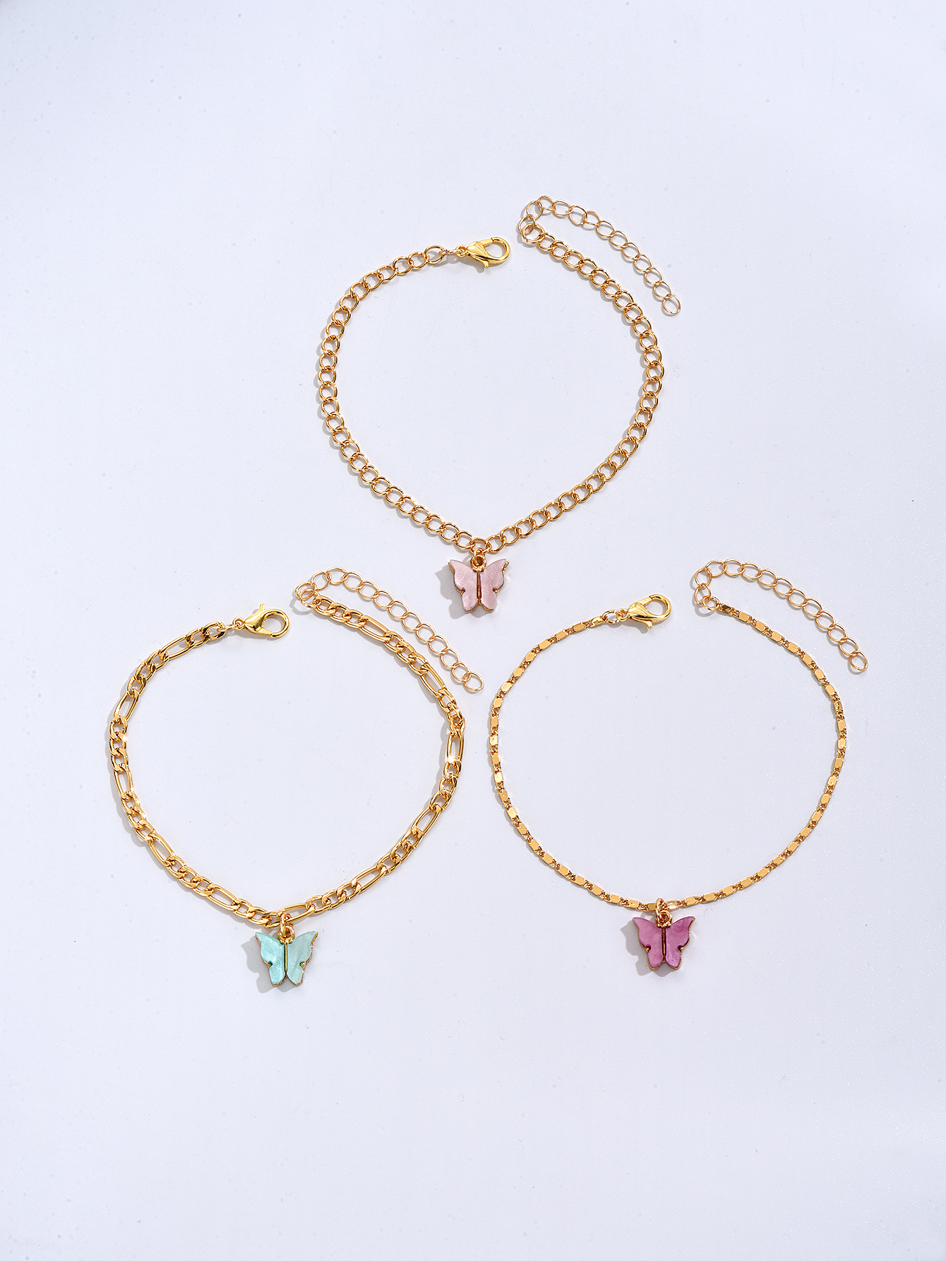 Vintage Style Butterfly Alloy Plating Resin Women's Anklet 1 Set display picture 2
