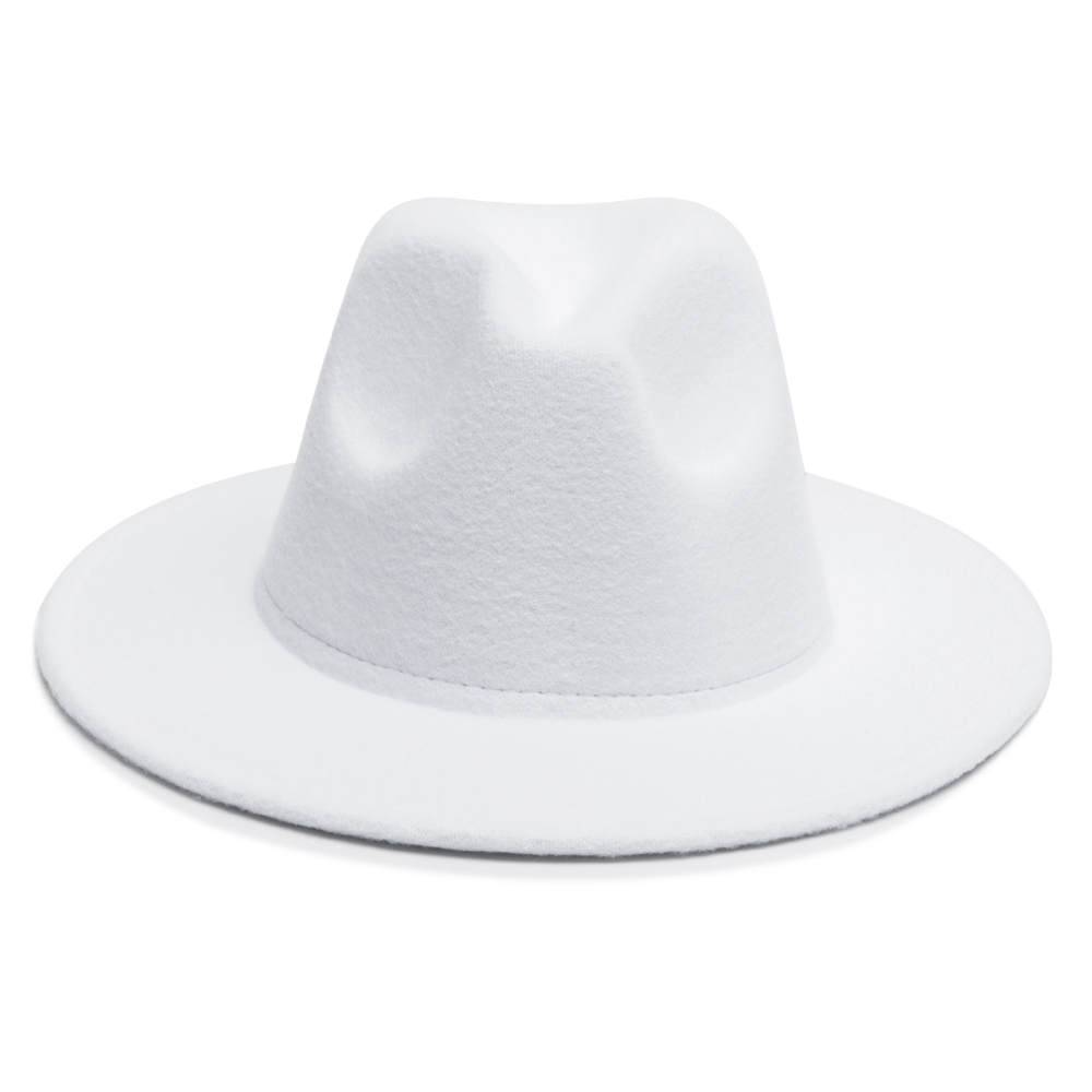 Unisex Simple Style Solid Color Sewing Big Eaves Fedora Hat display picture 2