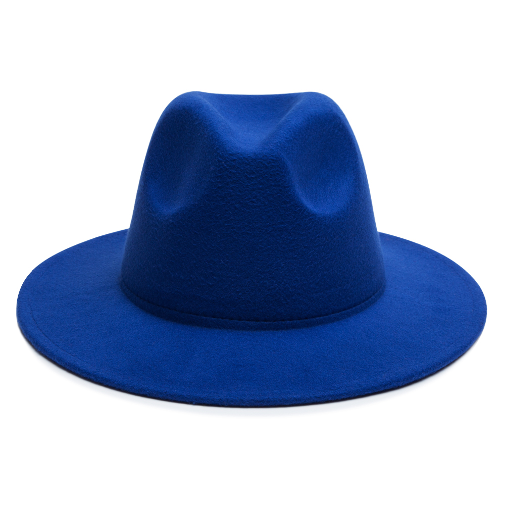 Unisex Simple Style Solid Color Sewing Big Eaves Fedora Hat display picture 4