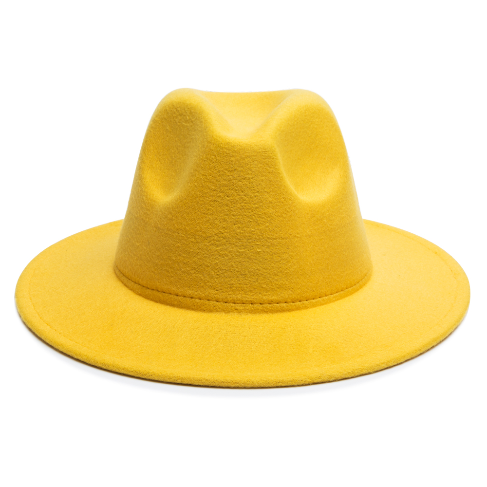 Unisex Simple Style Solid Color Sewing Big Eaves Fedora Hat display picture 5