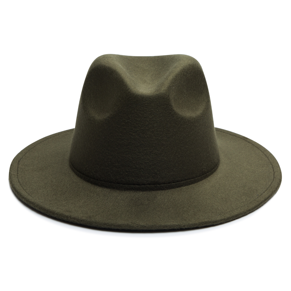 Unisex Simple Style Solid Color Sewing Big Eaves Fedora Hat display picture 6
