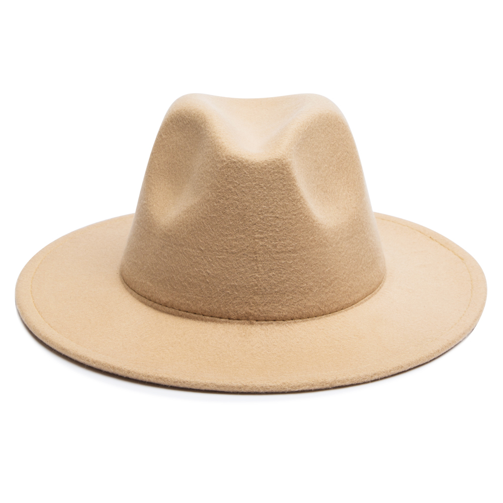 Unisex Simple Style Solid Color Sewing Big Eaves Fedora Hat display picture 9