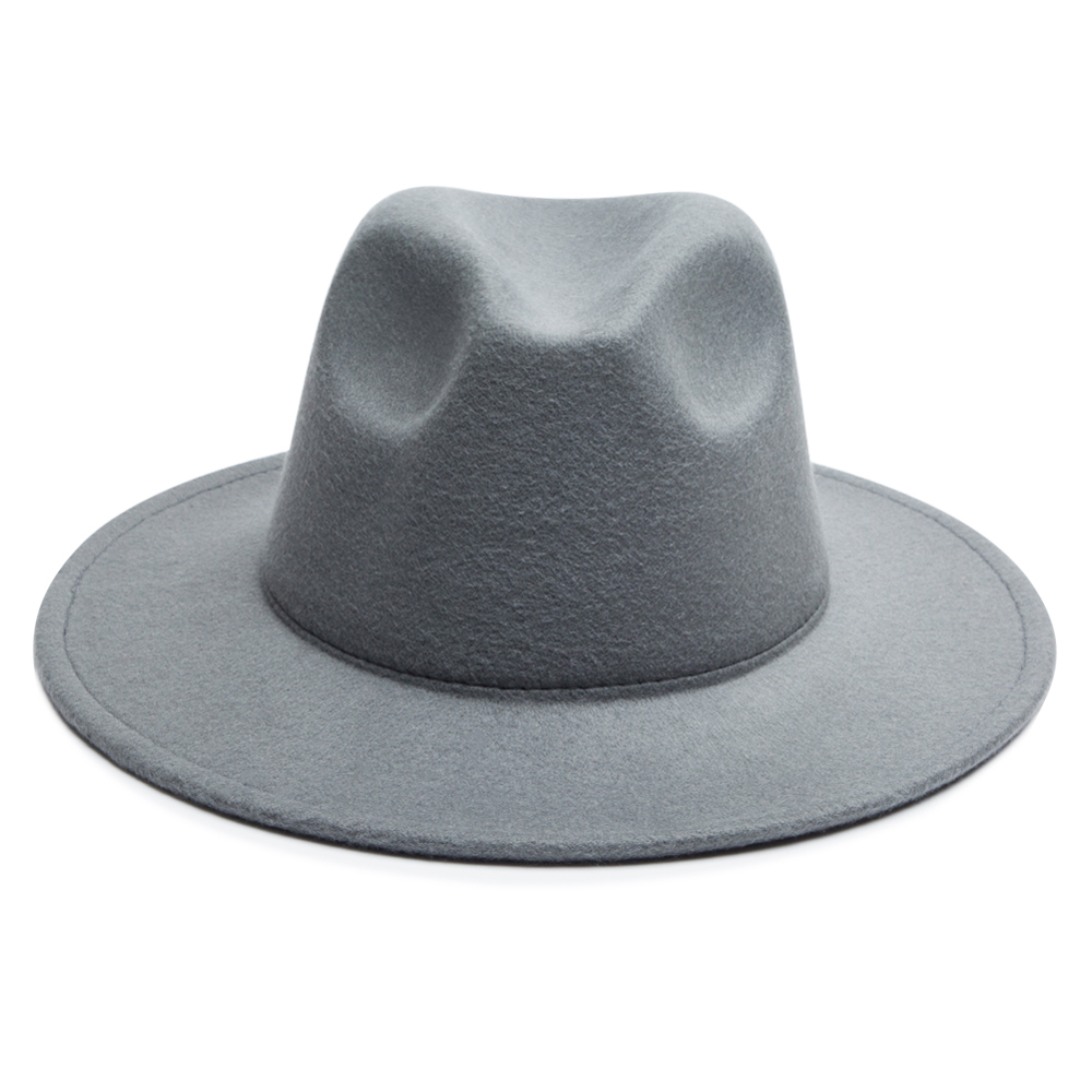 Unisex Simple Style Solid Color Sewing Big Eaves Fedora Hat display picture 13