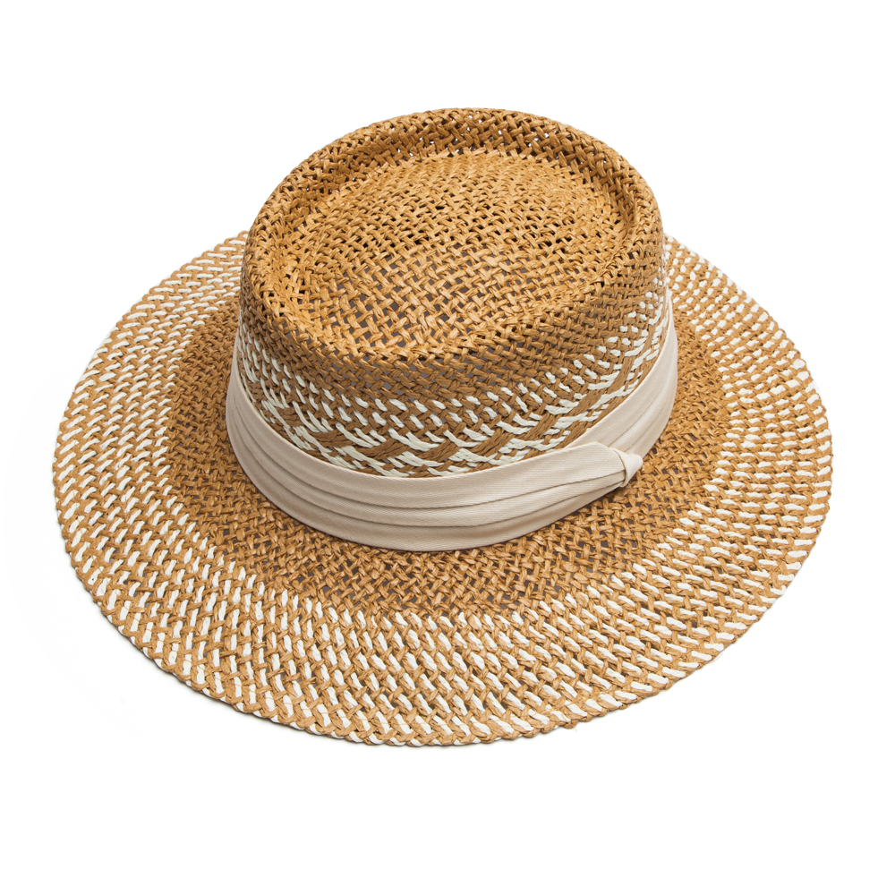 Unisex Simple Style Color Block Braid Big Eaves Straw Hat display picture 5