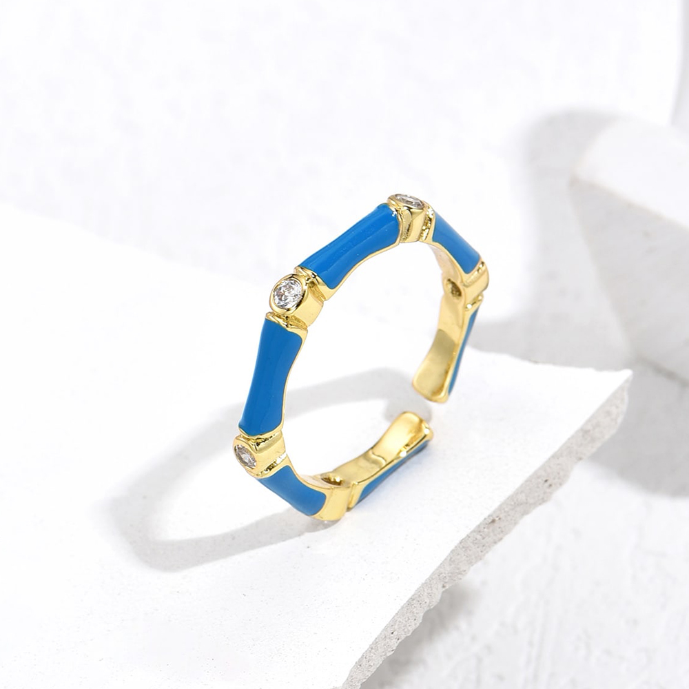 Fashion Geometric Copper Enamel Gold Plated Open Ring 1 Piece display picture 2