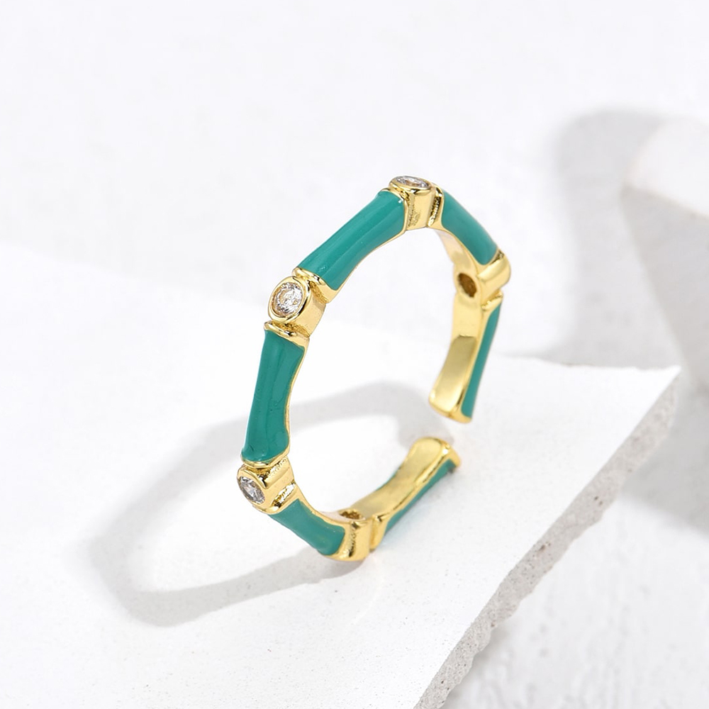 Fashion Geometric Copper Enamel Gold Plated Open Ring 1 Piece display picture 3