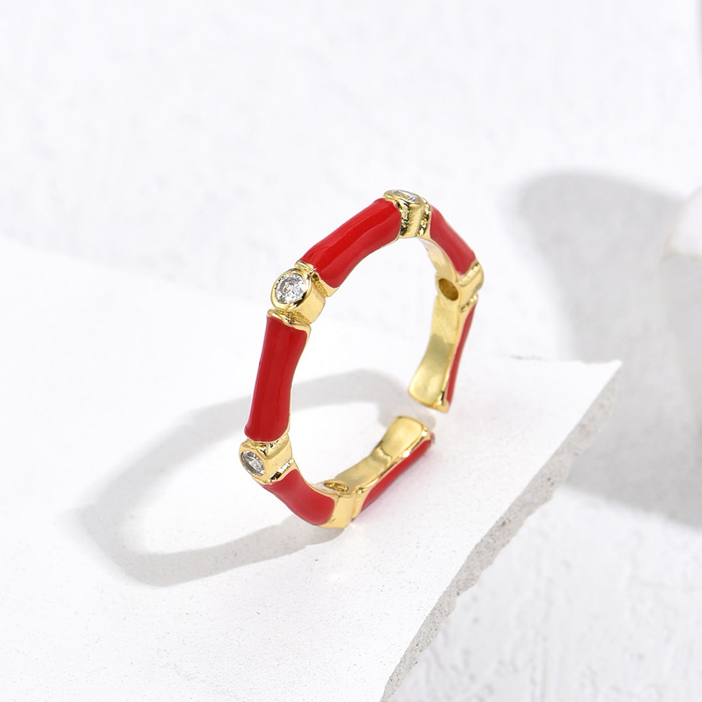 Fashion Geometric Copper Enamel Gold Plated Open Ring 1 Piece display picture 4