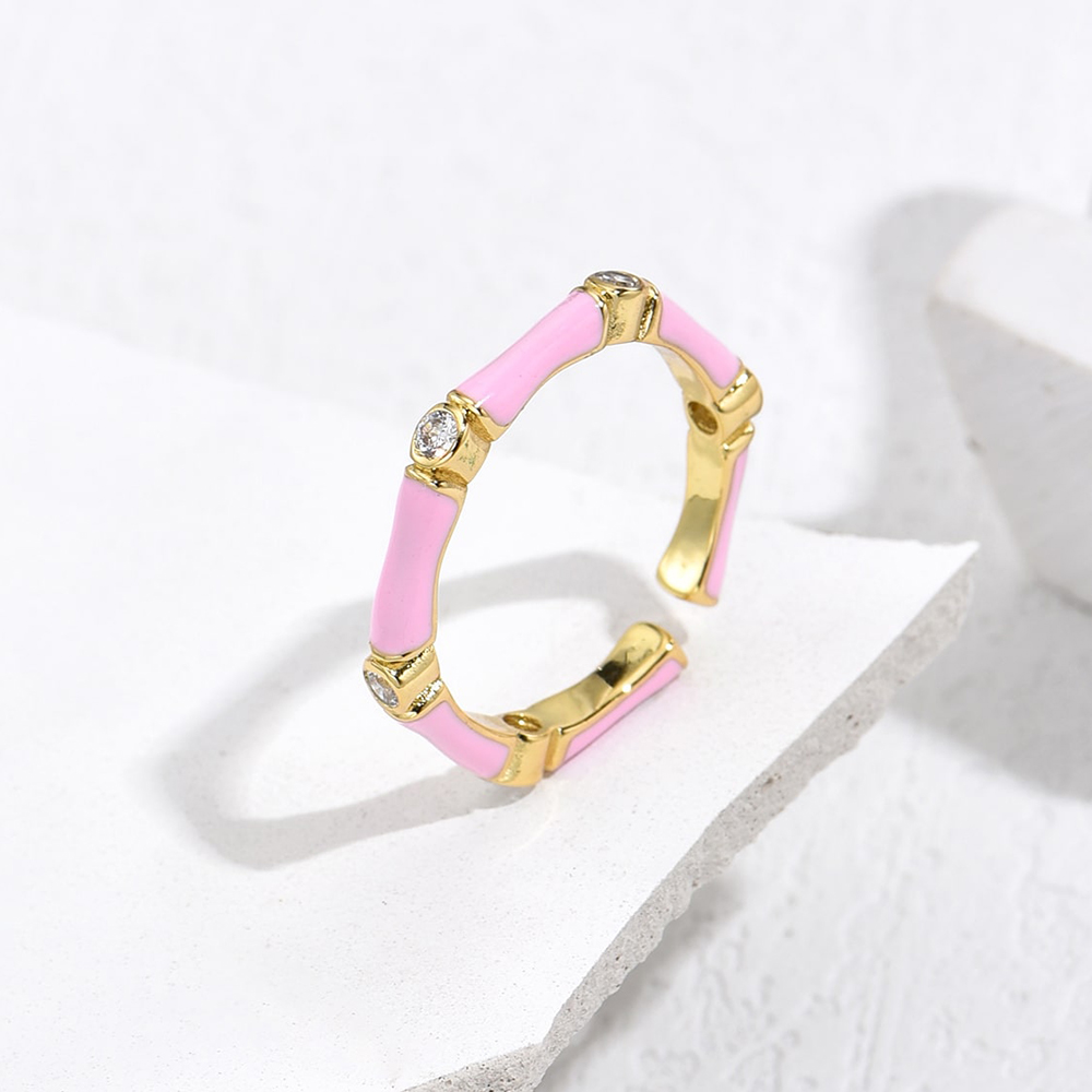 Fashion Geometric Copper Enamel Gold Plated Open Ring 1 Piece display picture 6