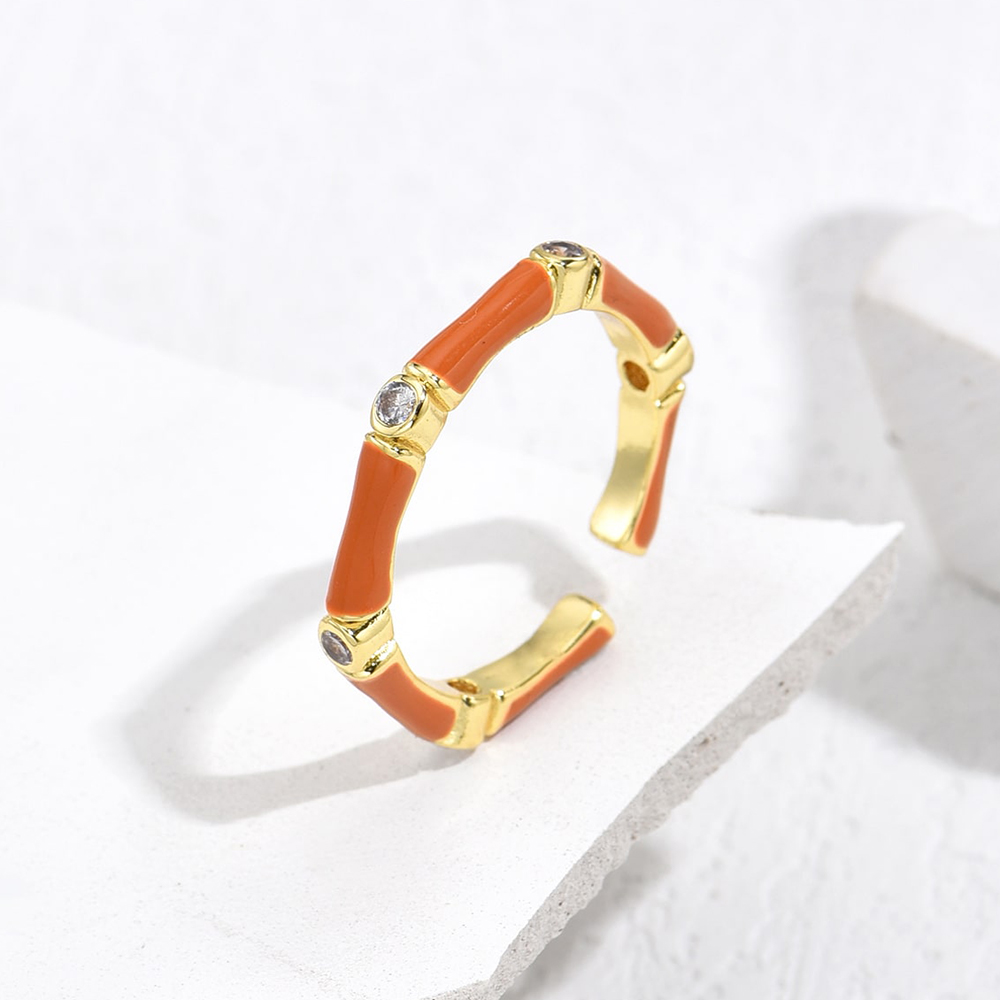 Fashion Geometric Copper Enamel Gold Plated Open Ring 1 Piece display picture 7