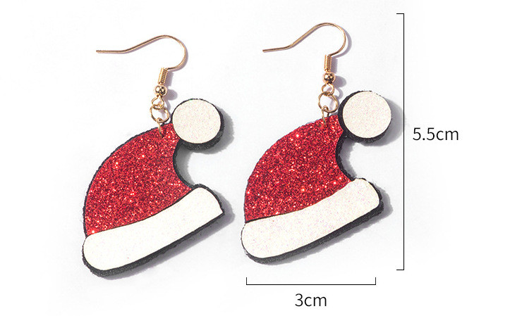 1 Pair Cute Christmas Hat Christmas Tree Santa Claus Pu Leather Earrings display picture 4