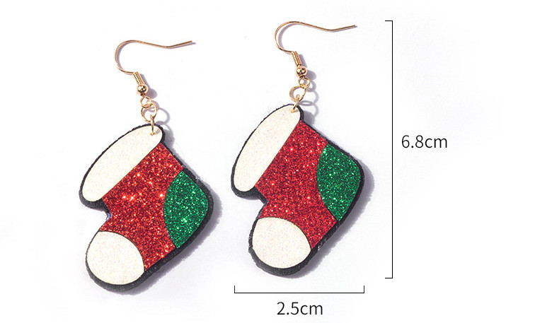 1 Pair Cute Christmas Hat Christmas Tree Santa Claus Pu Leather Earrings display picture 6