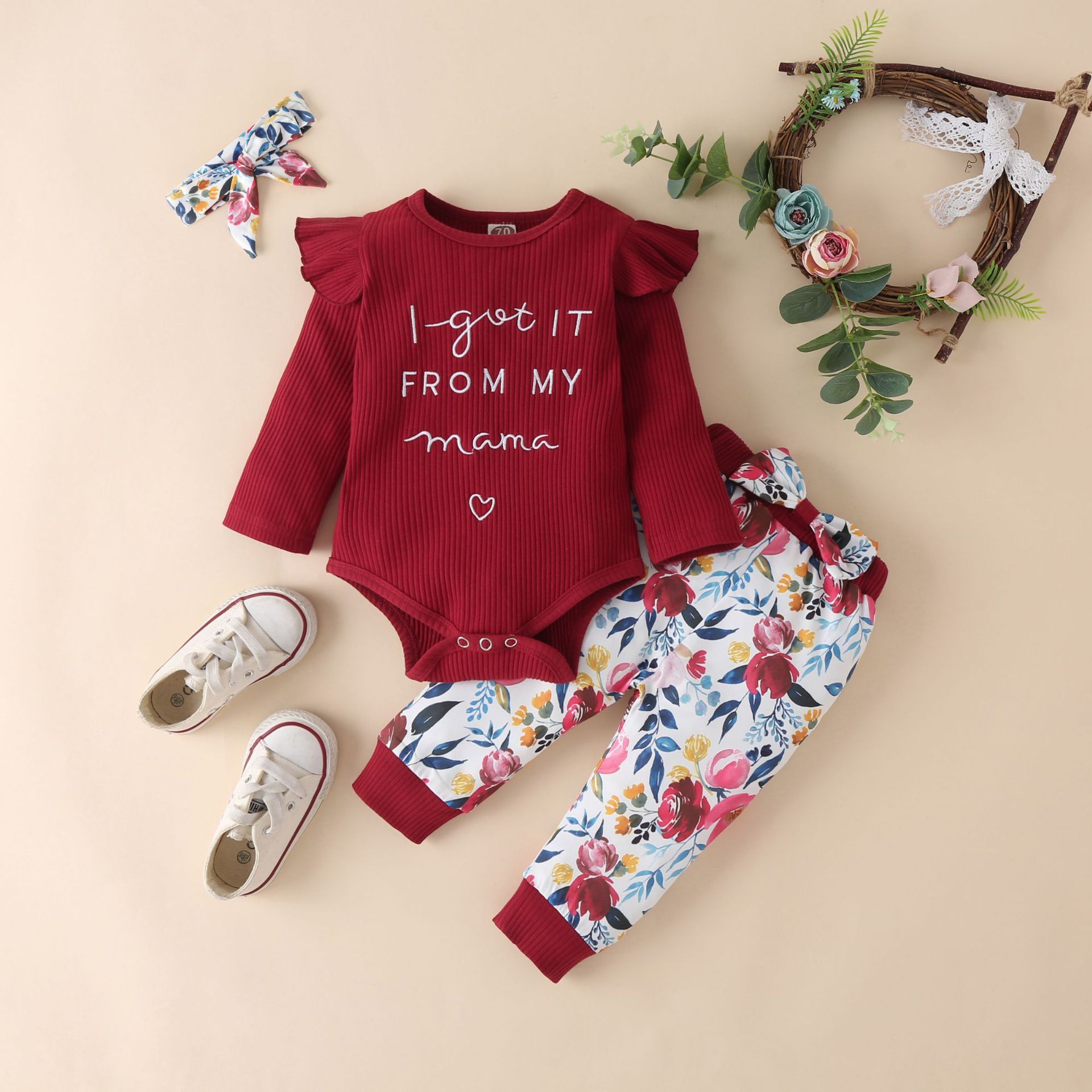 Fashion Flower Cotton Blend Baby Clothing Sets display picture 2