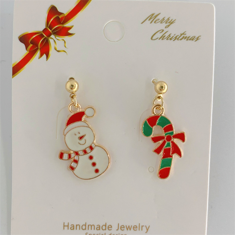 Cute Christmas Tree Snowman Alloy Inlay Artificial Gemstones Artificial Pearls Women's Drop Earrings 1 Pair display picture 2