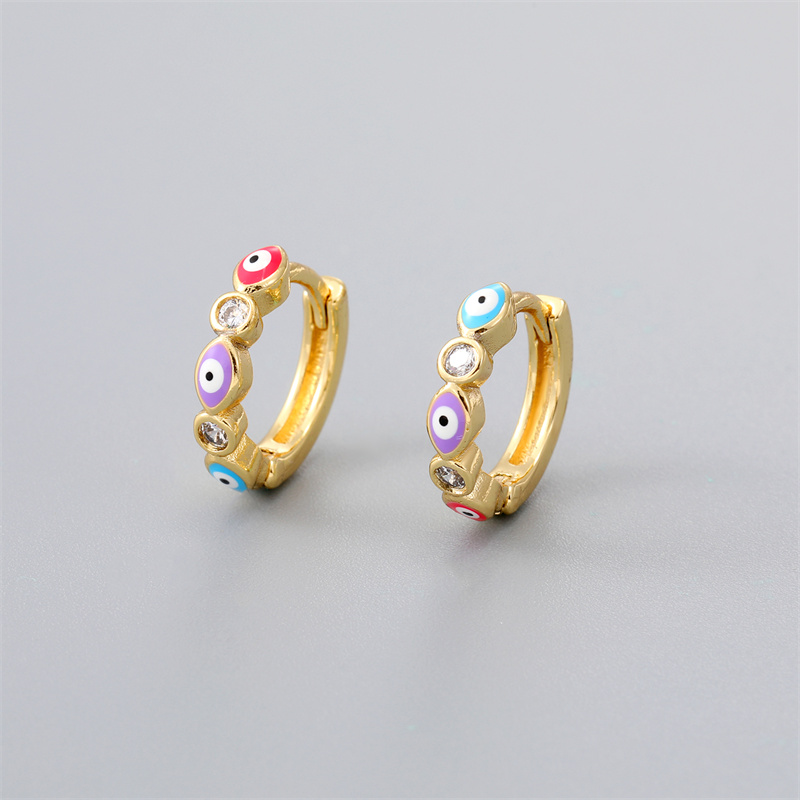 Fashion Eye Gold Plated Enamel Women's Earrings 1 Pair display picture 5
