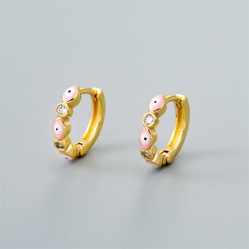Fashion Eye Gold Plated Enamel Women's Earrings 1 Pair display picture 2