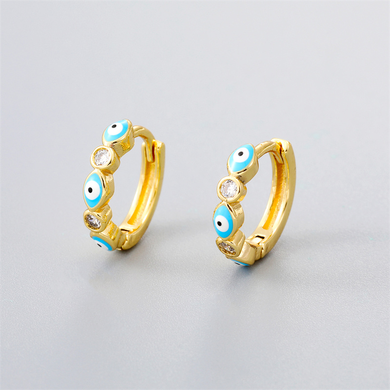 Fashion Eye Gold Plated Enamel Women's Earrings 1 Pair display picture 1