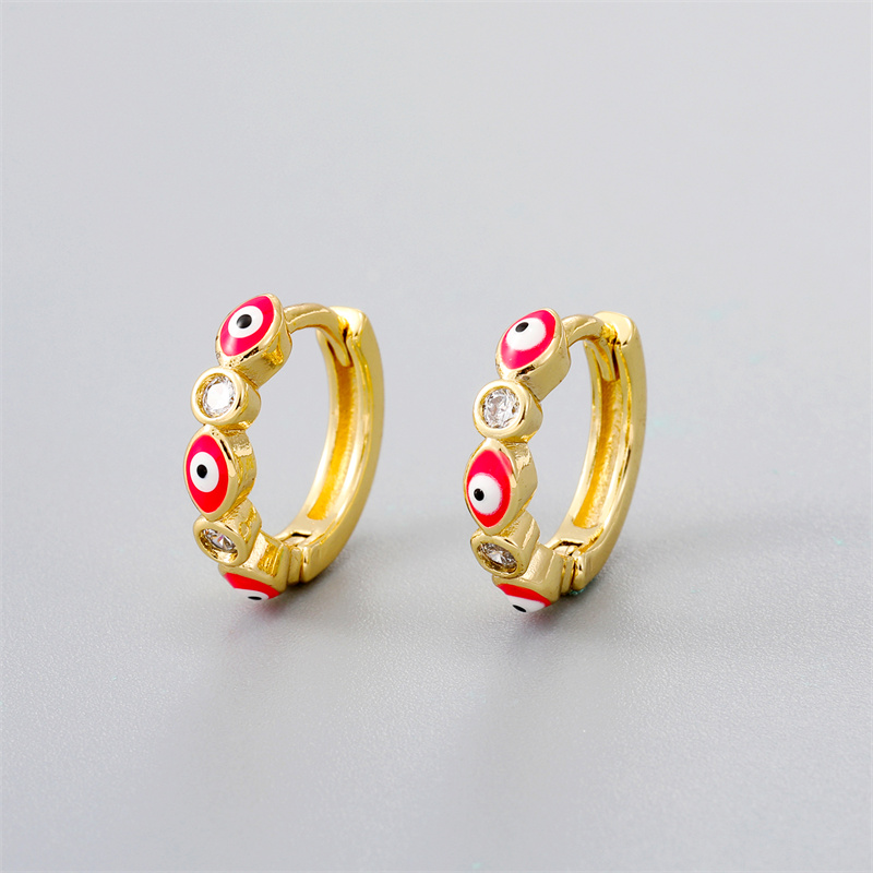Fashion Eye Gold Plated Enamel Women's Earrings 1 Pair display picture 4