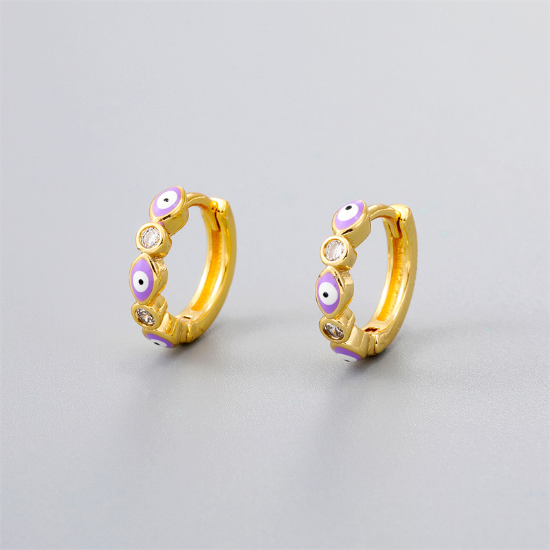 Fashion Eye Gold Plated Enamel Women's Earrings 1 Pair display picture 3