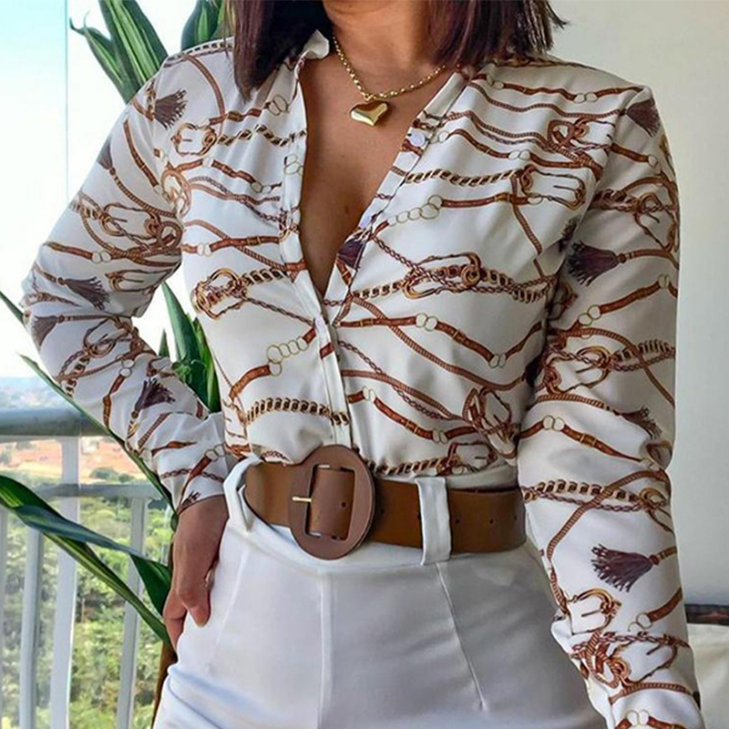 Women'S Blouse Long Sleeve Blouses Printing Vacation Printing Without Belt display picture 21