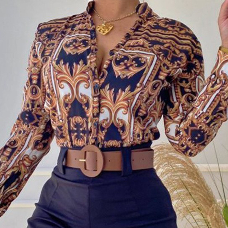 Women'S Blouse Long Sleeve Blouses Printing Vacation Printing Without Belt display picture 37