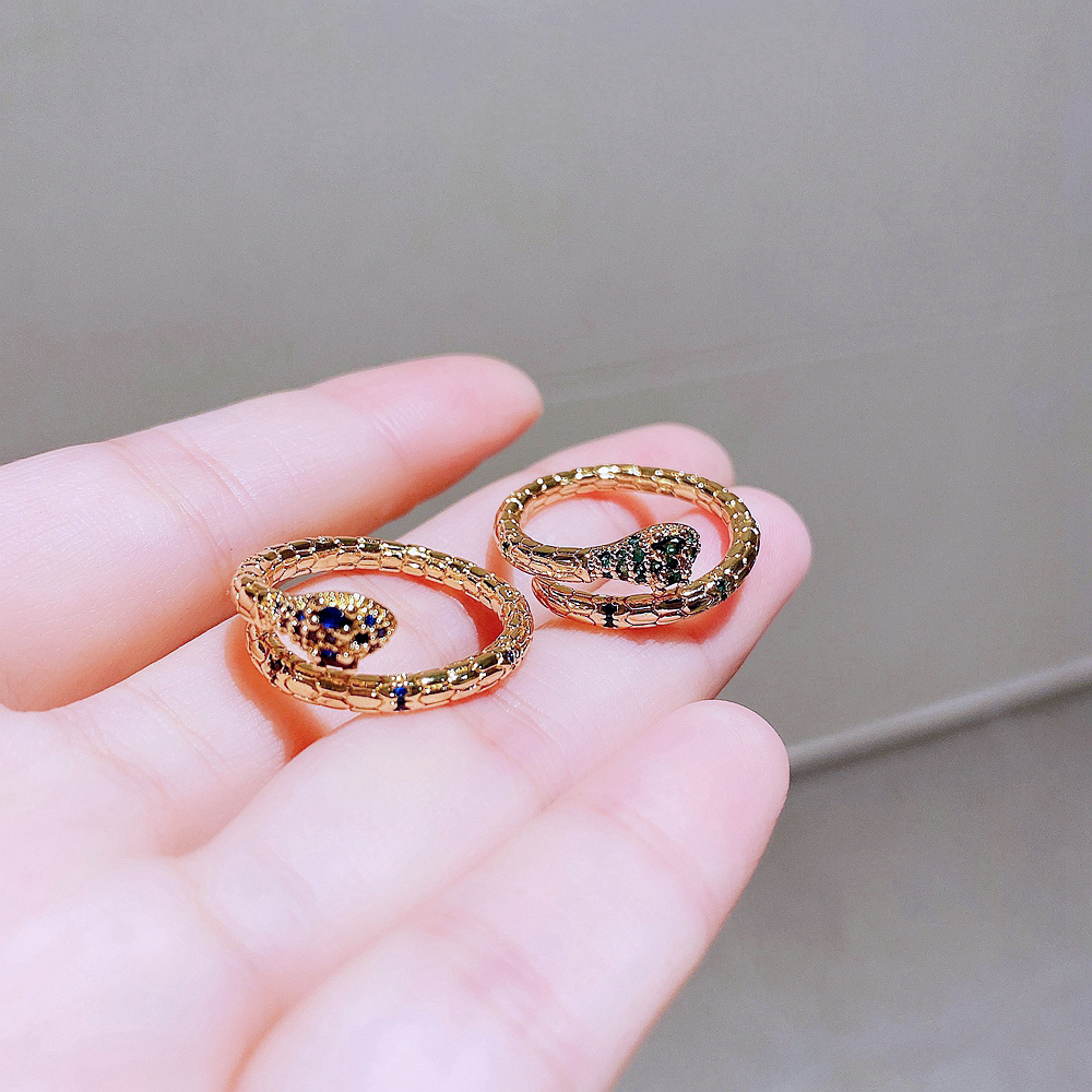 Fashion Snake Brass Gold Plated Zircon Open Ring 1 Piece display picture 5