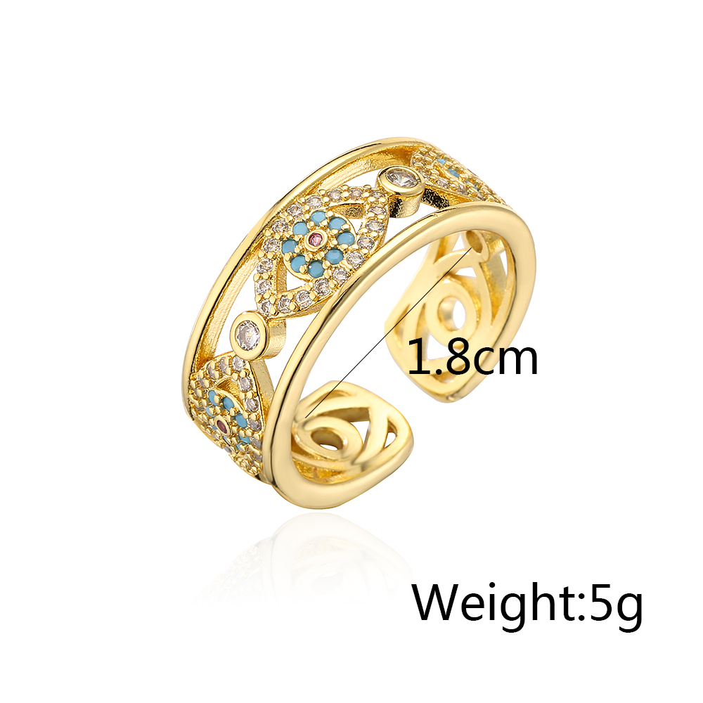Fashion Devil's Eye Copper Gold Plated Zircon Open Ring display picture 5