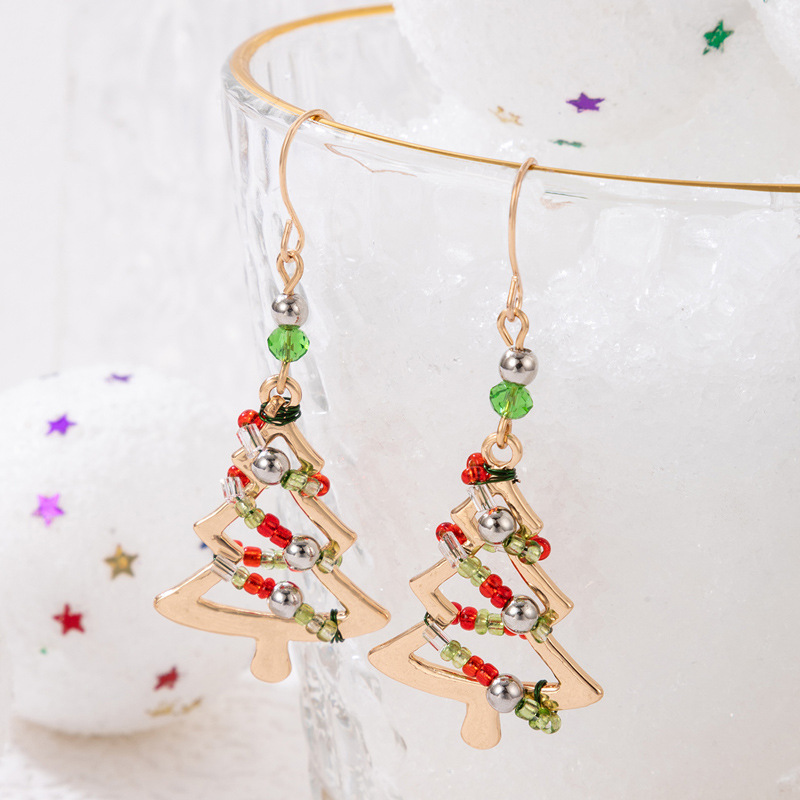 Fashion Christmas Tree Alloy Beaded Unisex Drop Earrings 1 Pair display picture 2