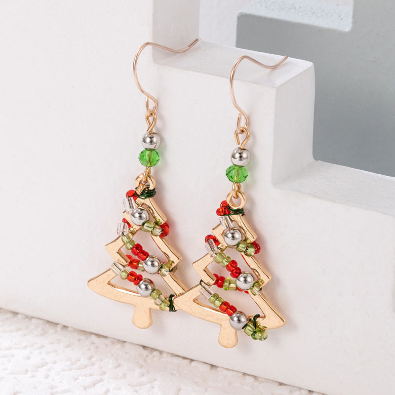 Fashion Christmas Tree Alloy Beaded Unisex Drop Earrings 1 Pair display picture 3
