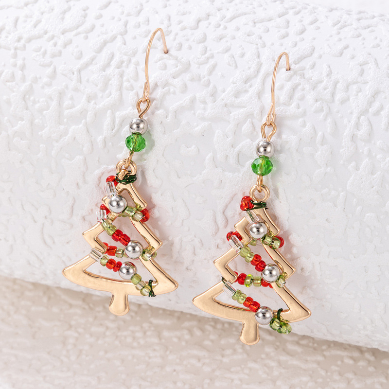 Fashion Christmas Tree Alloy Beaded Unisex Drop Earrings 1 Pair display picture 4