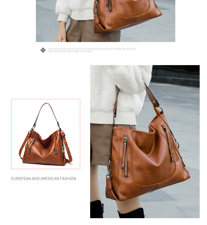 Women's Medium All Seasons Pu Leather Solid Color Fashion Square Zipper Tote Bag display picture 3