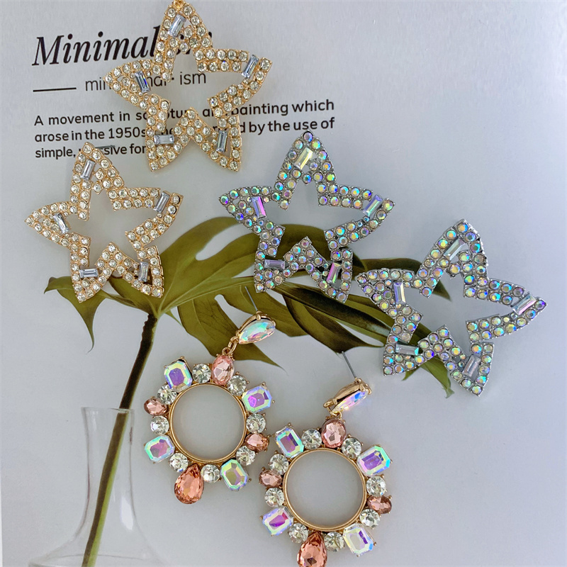 Shiny Geometric Alloy Inlay Rhinestones Women's Drop Earrings 1 Pair display picture 4
